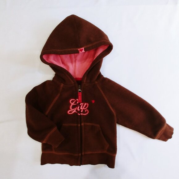 Gap Fleece Embroidered Logo Heart Zip-Up Hoodie 18-24 Months - Picture 4 of 7